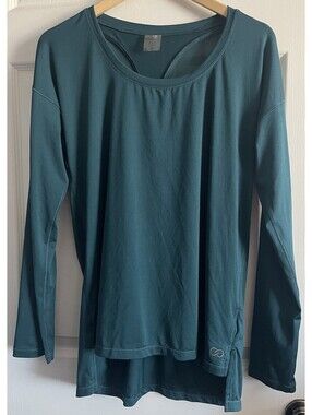 Calia Women's M Pullover Top Shirt Green L/S WAX11007 Cut Out Racerback Mesh